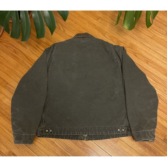 Vintage XL Carhartt J97 MOS Detroit Moss Green Patina Blanket Lined Jacket USA - Picture 3 of 12